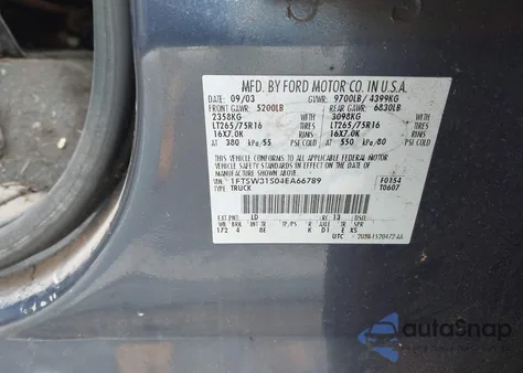 2004 Ford F-350 Lariat/Xl/Xlt из США, поврежденный, VIN 1FTSW31S04EA66789